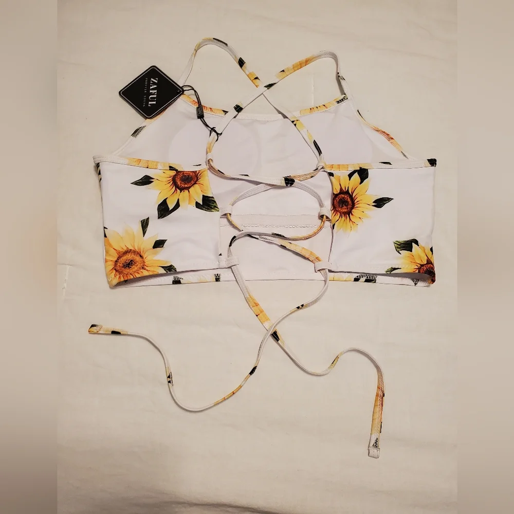 Zaful Sunflower Bathing Suite Top - Picture 2 of 6